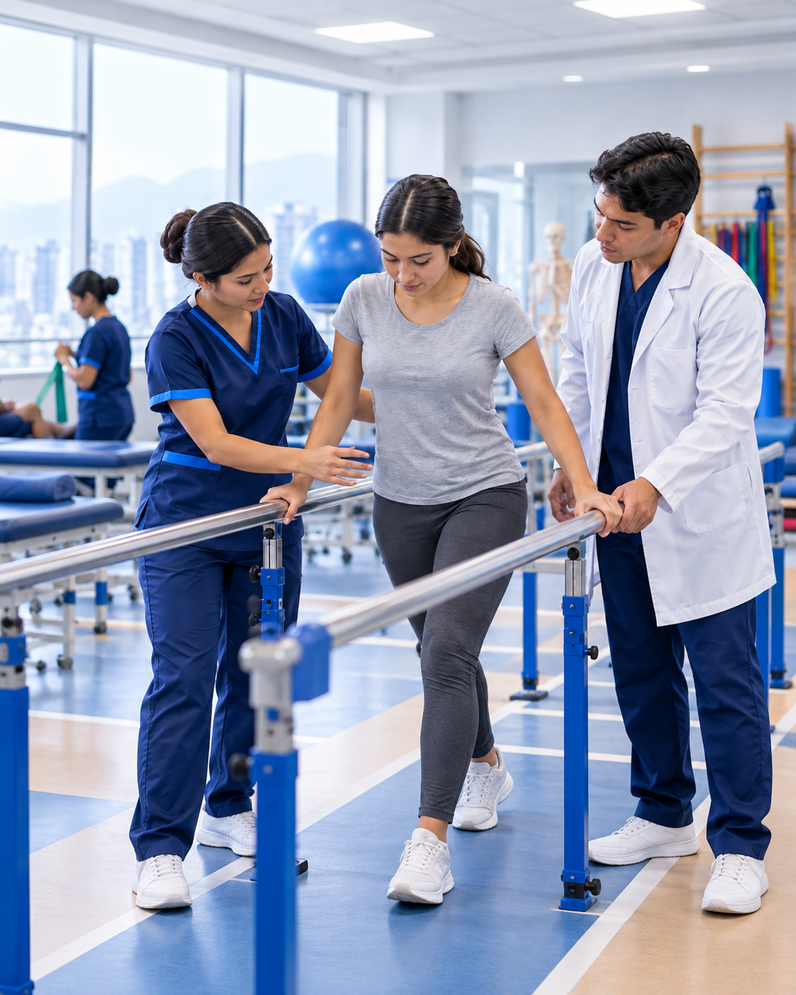 Estudiantes participando en una práctica de simulación clínica.